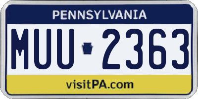 PA license plate MUU2363