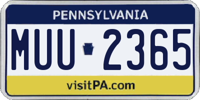 PA license plate MUU2365