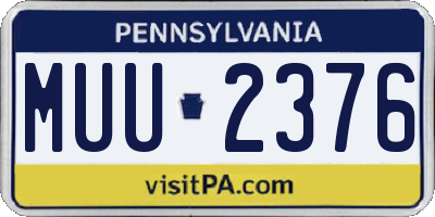 PA license plate MUU2376