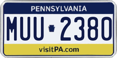 PA license plate MUU2380