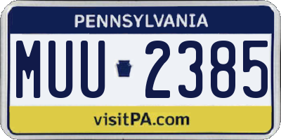 PA license plate MUU2385