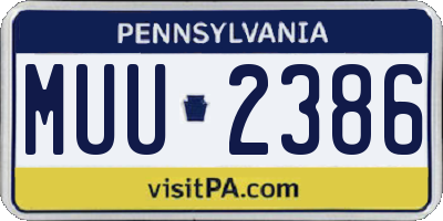 PA license plate MUU2386