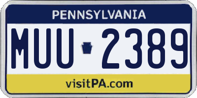 PA license plate MUU2389
