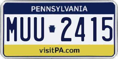 PA license plate MUU2415