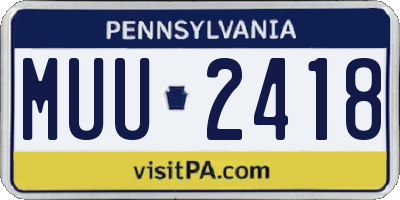 PA license plate MUU2418