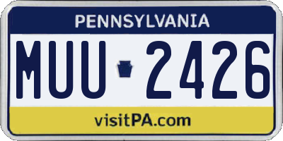 PA license plate MUU2426