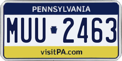PA license plate MUU2463