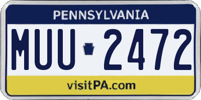 PA license plate MUU2472
