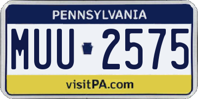PA license plate MUU2575