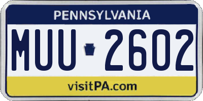 PA license plate MUU2602
