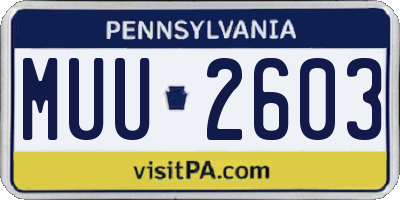 PA license plate MUU2603