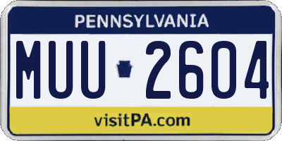 PA license plate MUU2604
