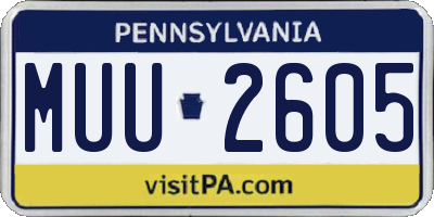 PA license plate MUU2605