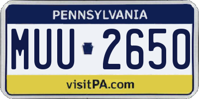 PA license plate MUU2650