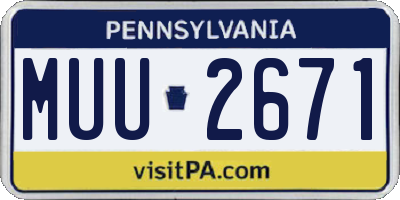 PA license plate MUU2671