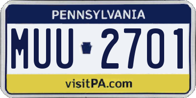 PA license plate MUU2701