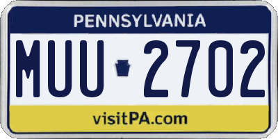 PA license plate MUU2702