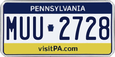 PA license plate MUU2728