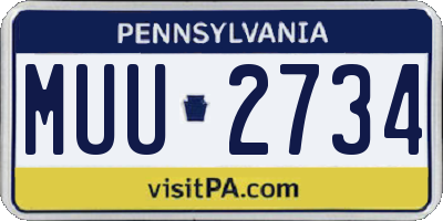 PA license plate MUU2734