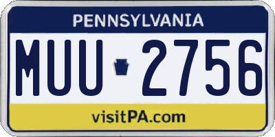PA license plate MUU2756