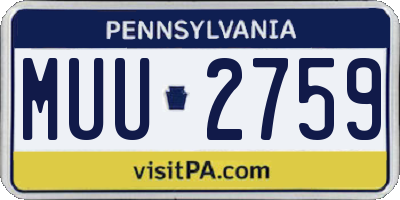 PA license plate MUU2759