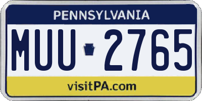 PA license plate MUU2765