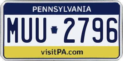 PA license plate MUU2796