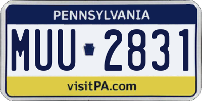 PA license plate MUU2831