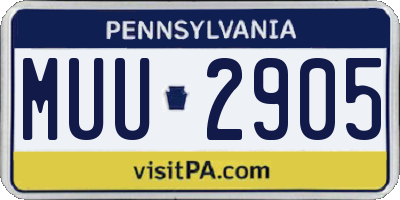 PA license plate MUU2905