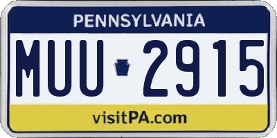 PA license plate MUU2915