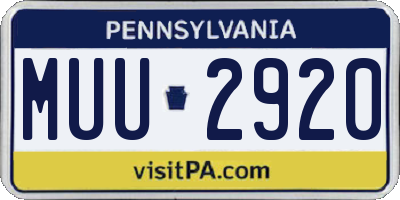 PA license plate MUU2920