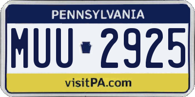PA license plate MUU2925