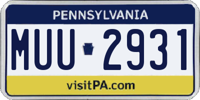 PA license plate MUU2931