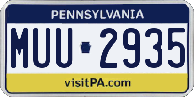 PA license plate MUU2935