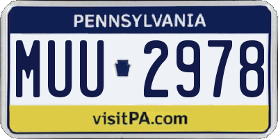 PA license plate MUU2978