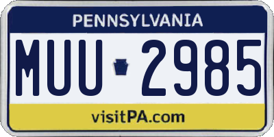 PA license plate MUU2985