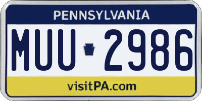 PA license plate MUU2986