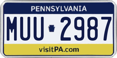 PA license plate MUU2987