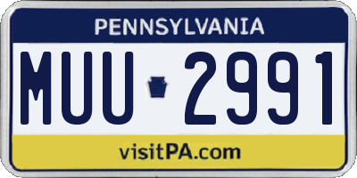 PA license plate MUU2991