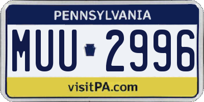 PA license plate MUU2996