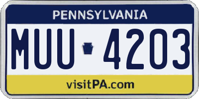 PA license plate MUU4203