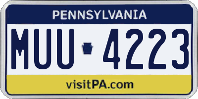 PA license plate MUU4223