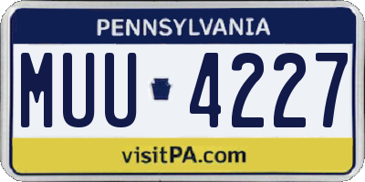 PA license plate MUU4227