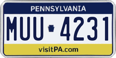 PA license plate MUU4231