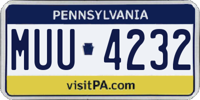 PA license plate MUU4232