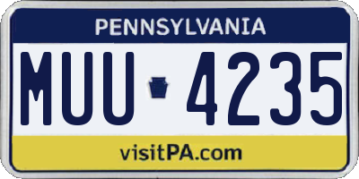PA license plate MUU4235