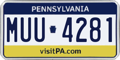 PA license plate MUU4281