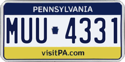 PA license plate MUU4331