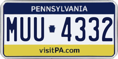 PA license plate MUU4332