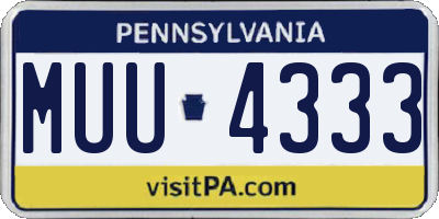 PA license plate MUU4333